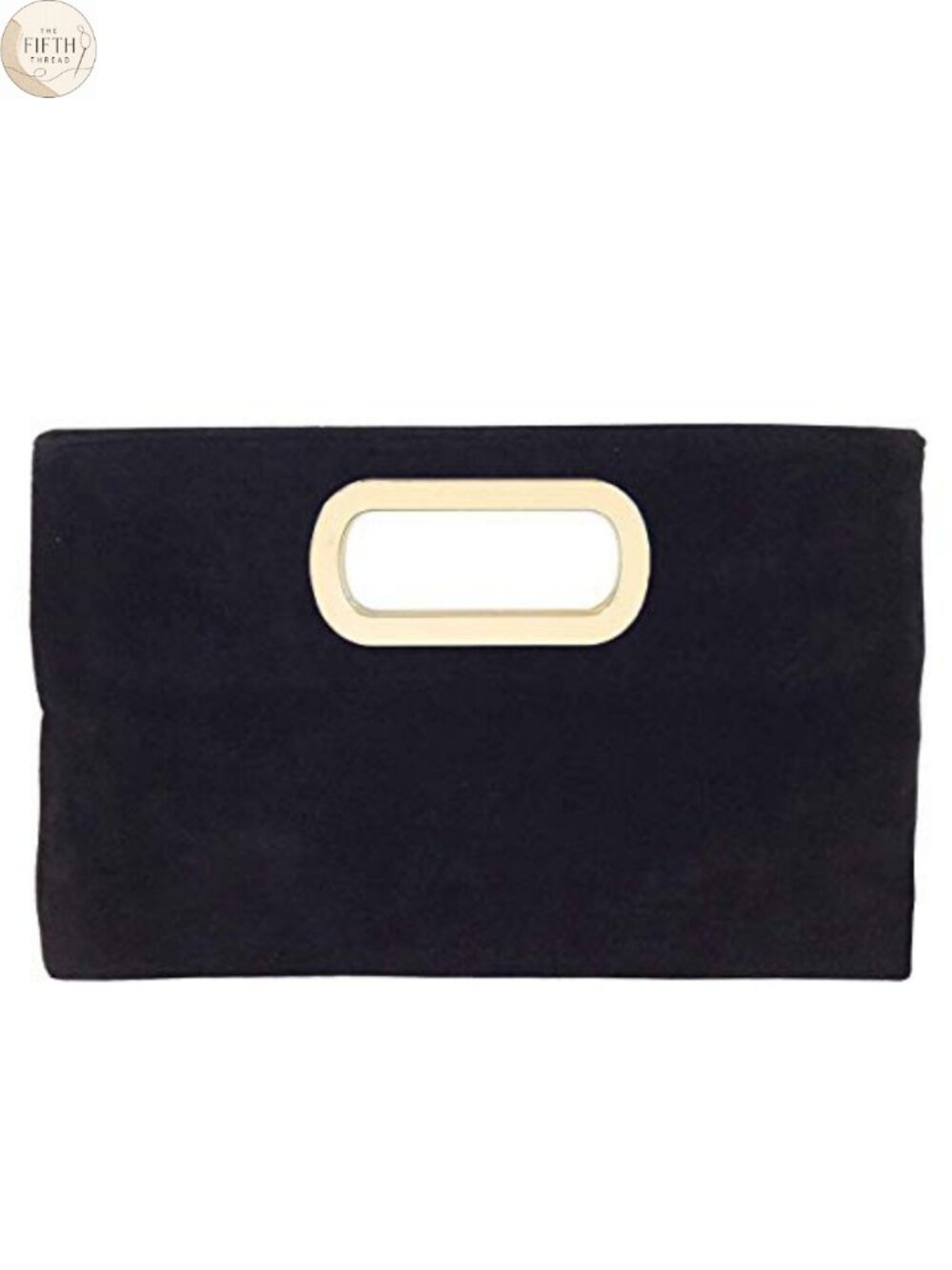 Faux Suede Clutch with Top Handle & Detachable Chain